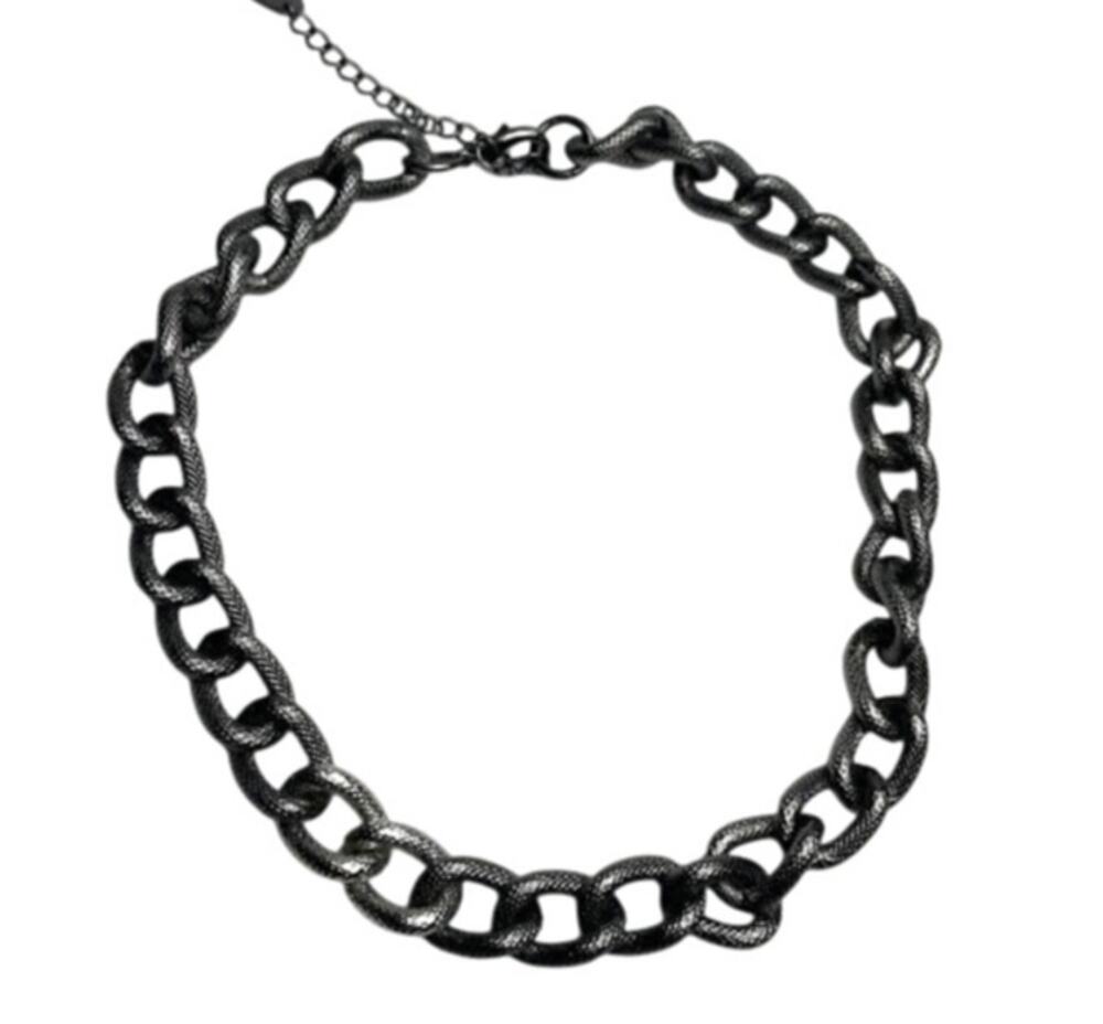 Park Lane Chunky Chain Dark Silver Tone Textured Statement Jewelry Bold Necklace